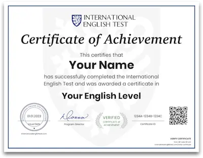 english certificate example 1